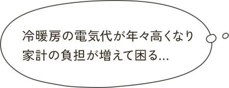 冷暖房の電気代が年々高くなり家計の負担が増えて困る…